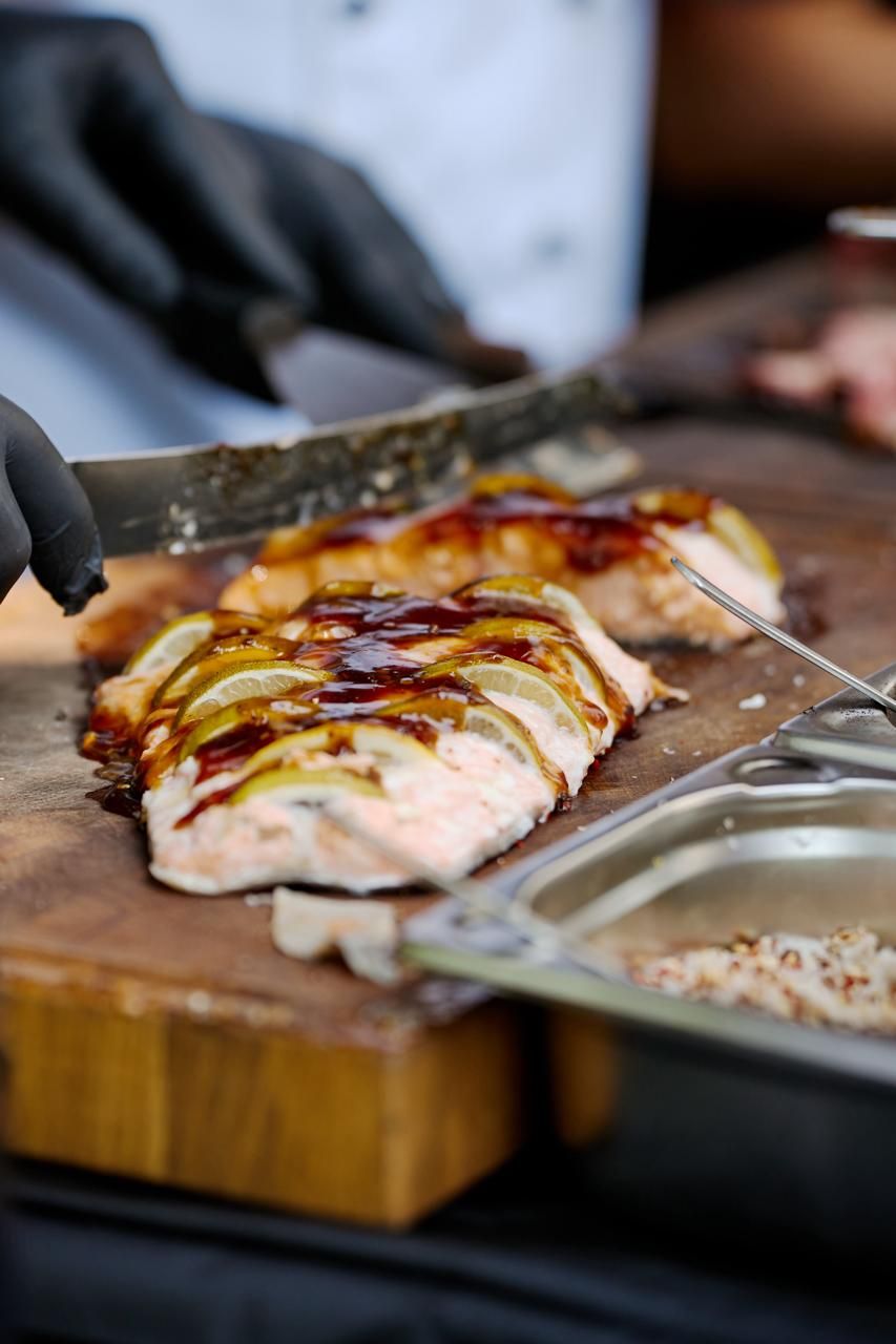 Sliced glazed chicken breast
