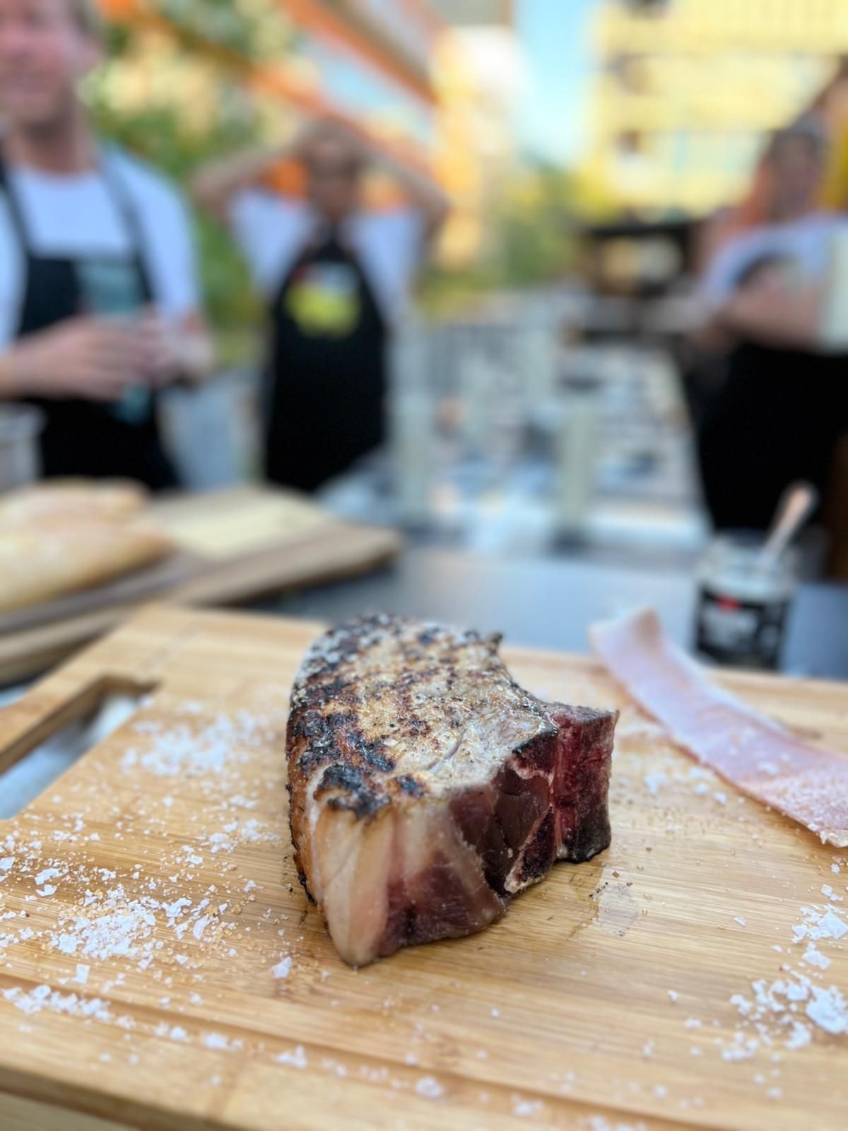 Steak on a wooden board