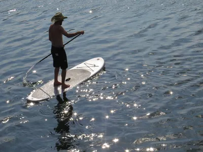 Stand-up paddler on sparkling water