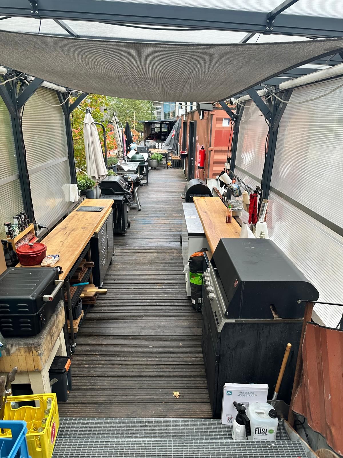 Covered grill area with grills