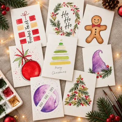 Aquarell: Weihnachtskarten - Prevôt Restaurant & Hotel
