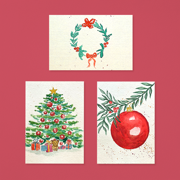 Aquarell: Weihnachtskarten - Wilma Wunder