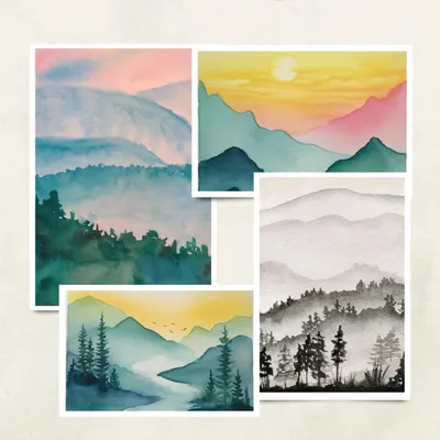 Aquarell: Berglandschaft - Courtyard by Marriott Wiesbaden-Nordenstadt