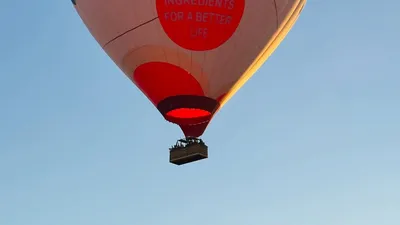 Hot air balloon rising into the sky