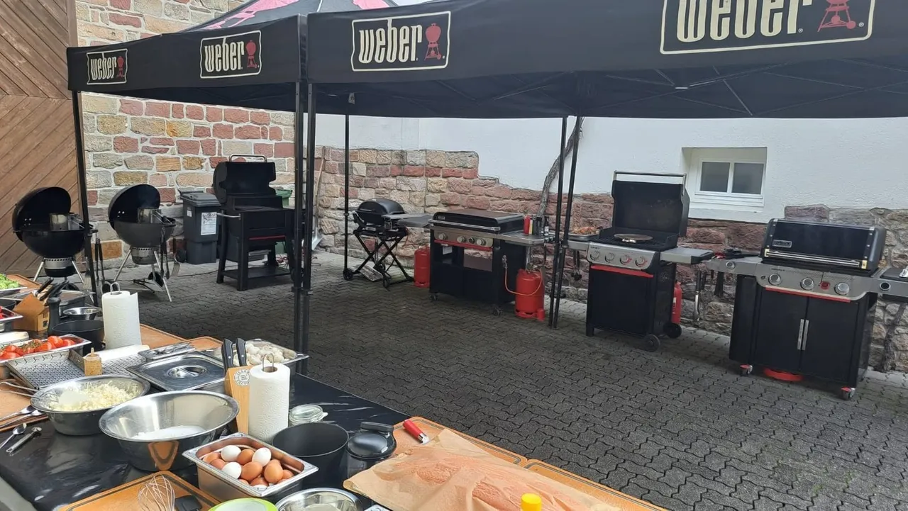 An outdoor bbq cooking school