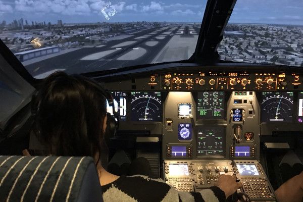 Super, drei mal "Grün" (Fahrwerk vollständig ausgefahren und eingerastet), Flaps Full (Klappen vollständig ausgefahren), Cleared to Land!
