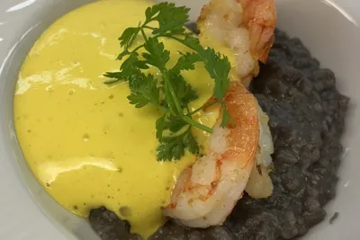 Risotto mit Safran Espuma & Riesengarnele