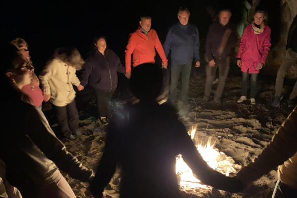 Lagerfeuer, Menschen, Verbindung, Feuer, Abend