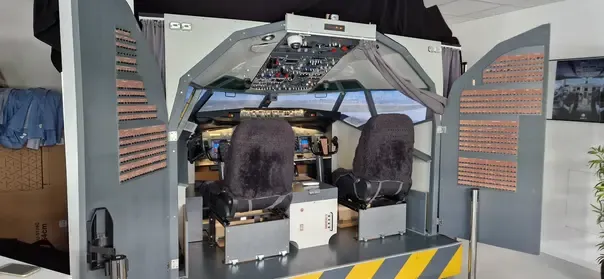 View of a flight simulator
