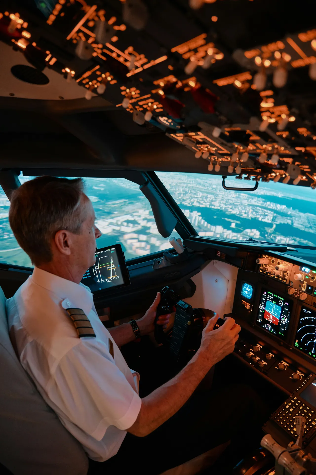 Pilot flying an airplane