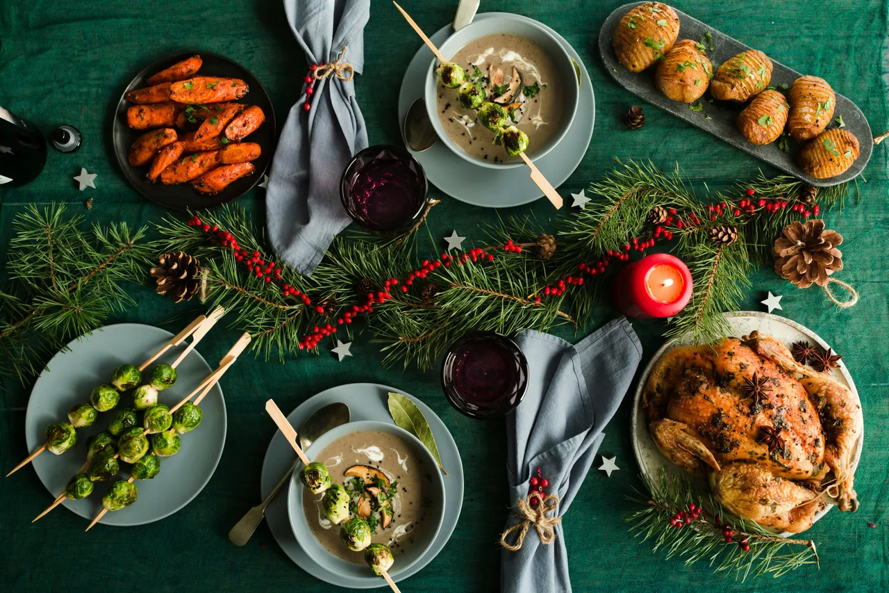 A table full of festive Christmas dishes