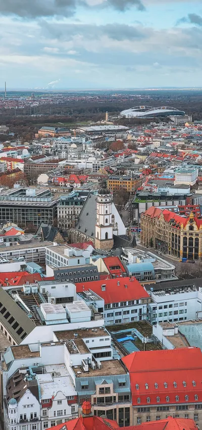 Blick von oben über die Leipziger Innenstadt
