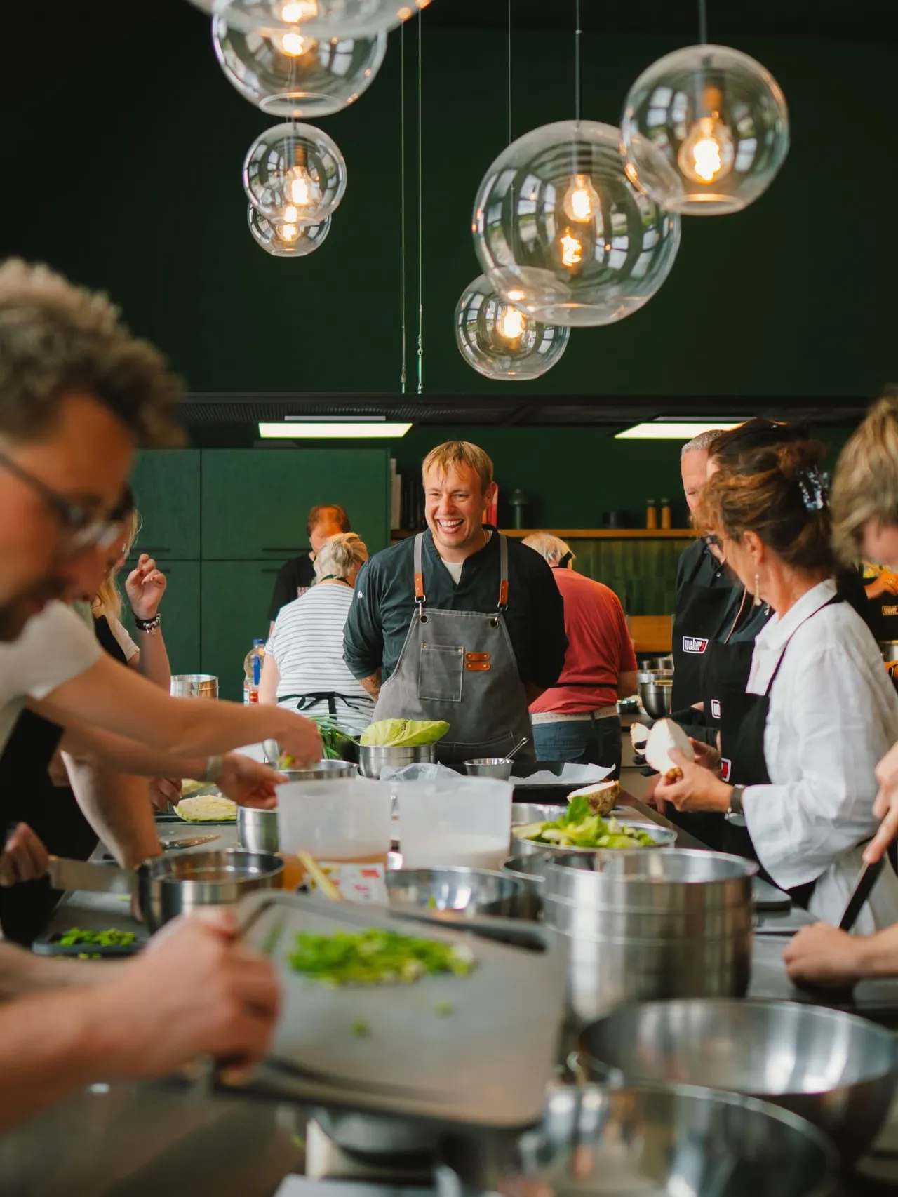 Participants cooking together