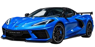 Chevrolet Corvette C8 Z51 Stage 2 in Rapid Blue Metallic cut out on a white background in three-quarter side view