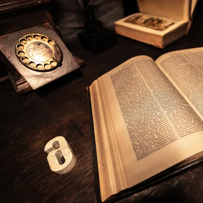 An open book on a table