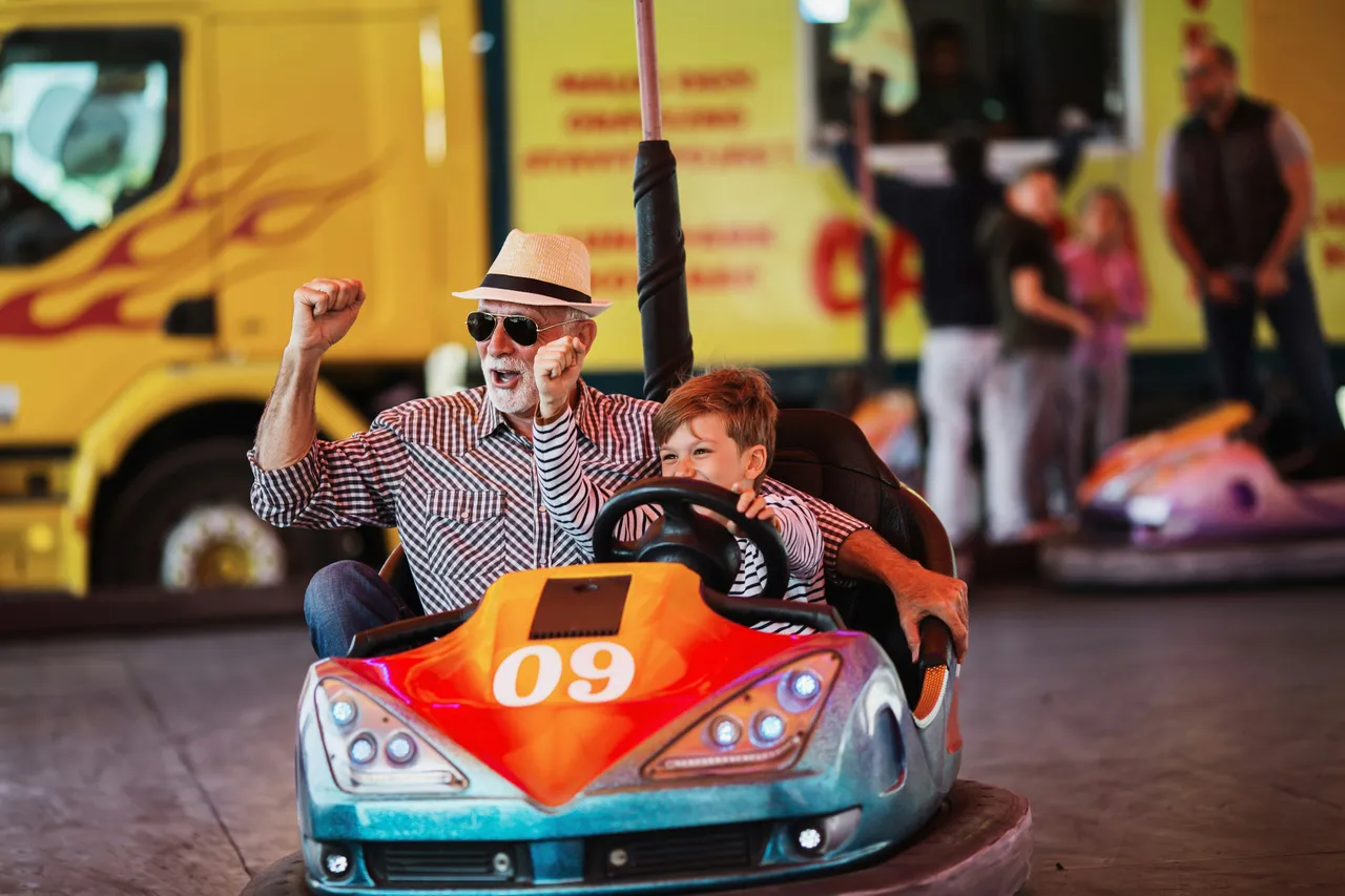 Two people in a go-kart