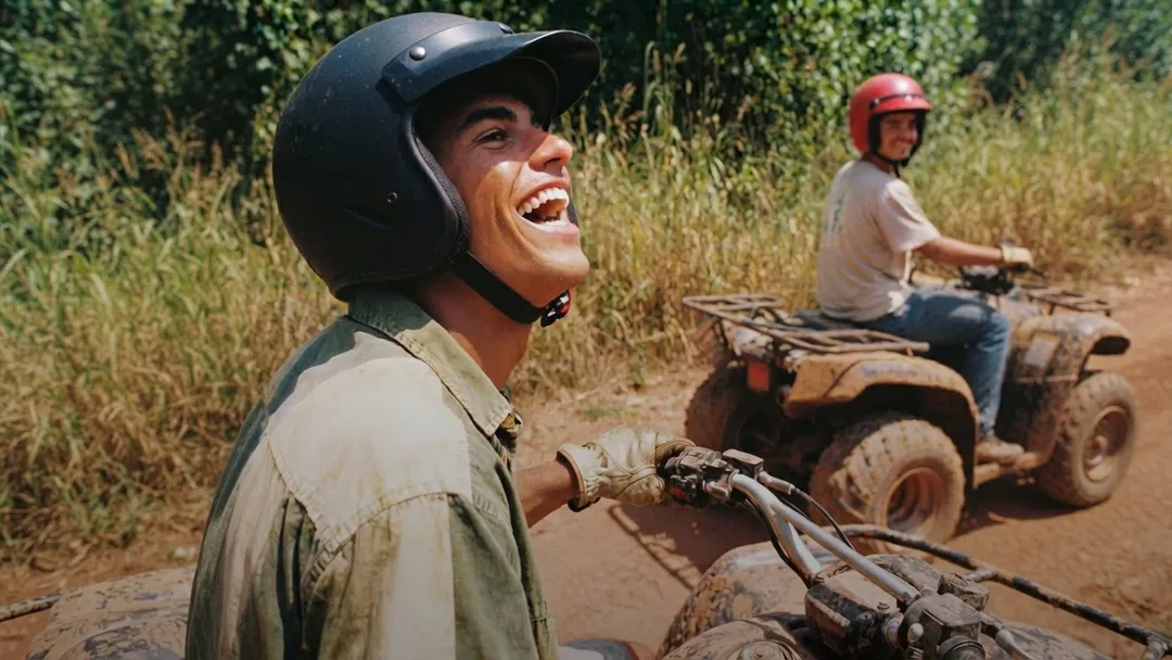 A man having fun during a quad tour