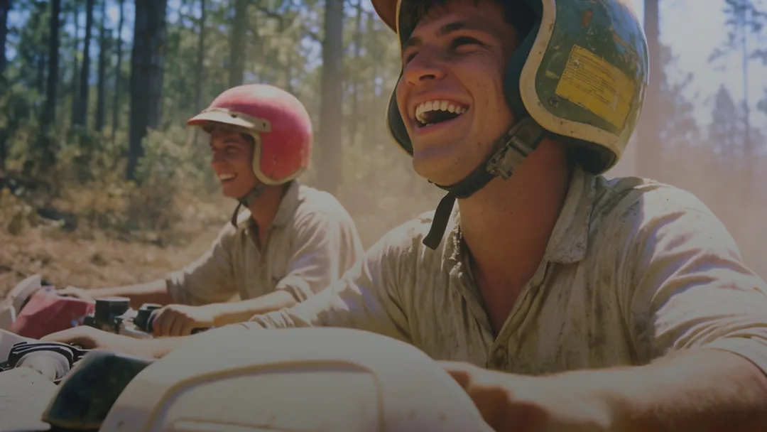 Two people having fun during a quad tour