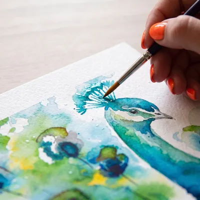 Aquarell: Federzauber - Stubenareal