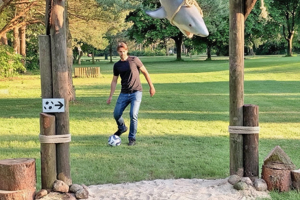 Man playing football golf