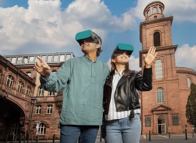 A couple with VR glasses