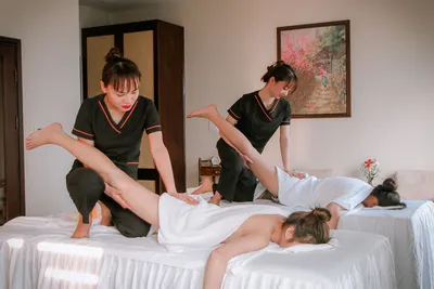 Two friends getting a massage