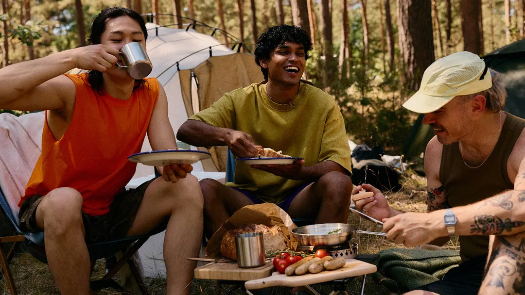 A group of friends enjoying a camping experience 