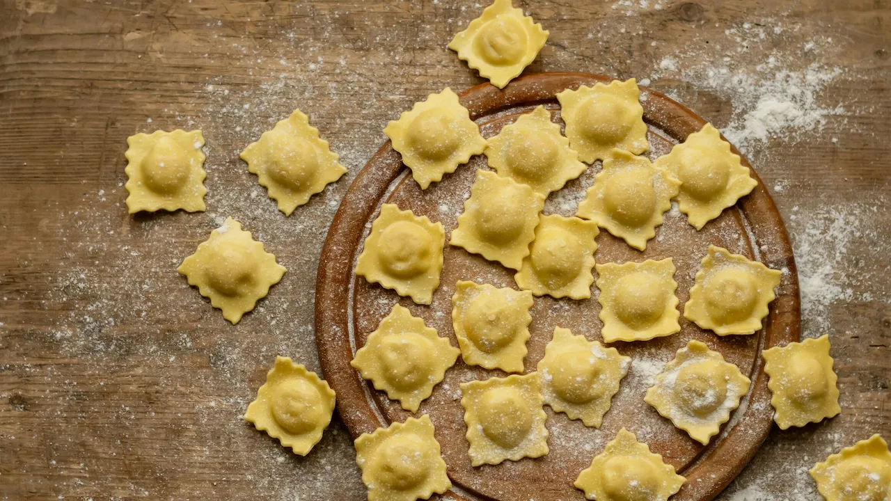 Ravioli prepared to be cooked