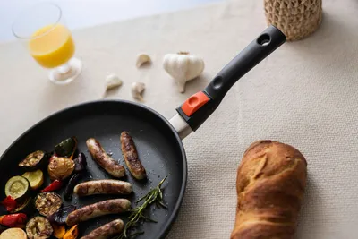 Sausages in a frying pan
