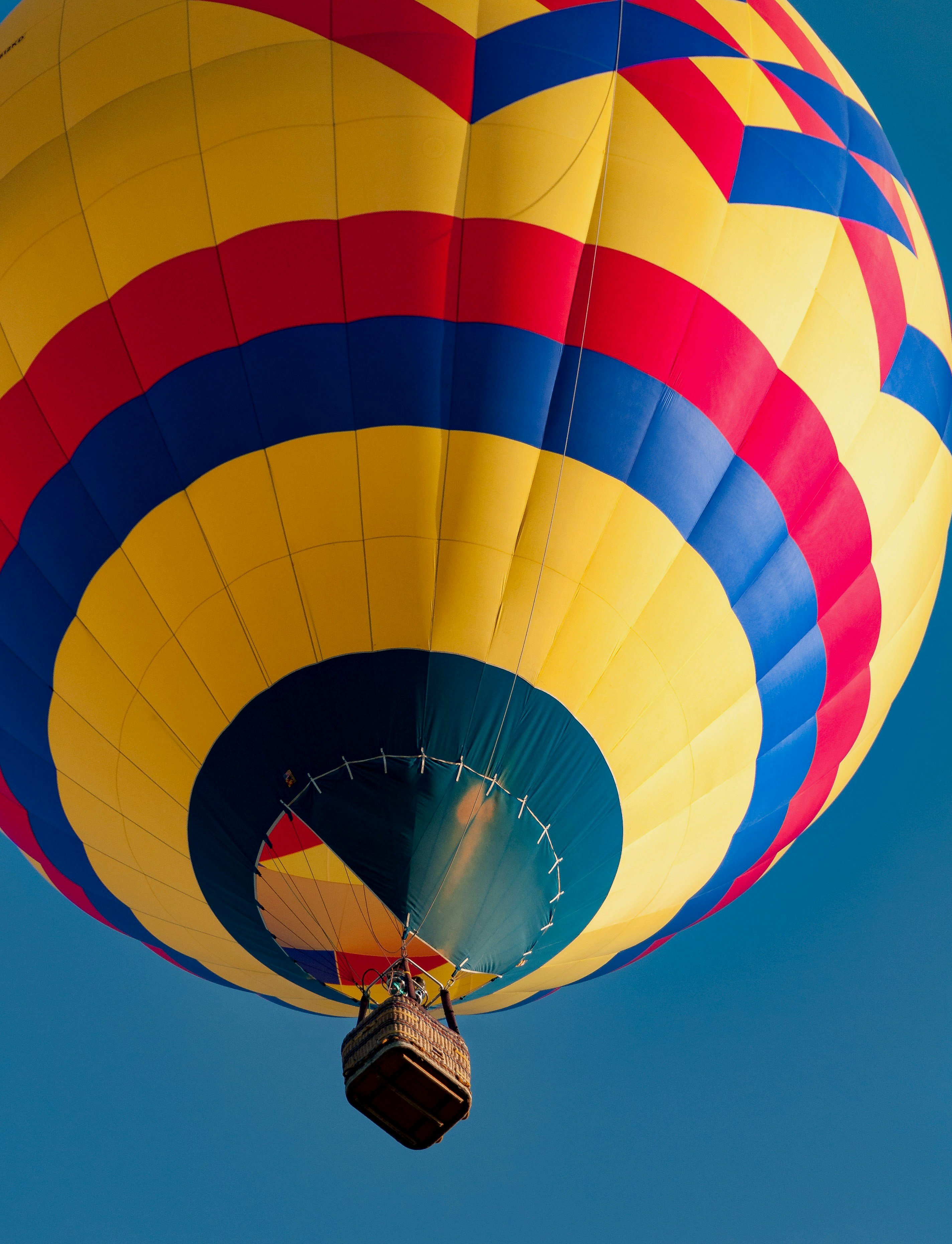 Colourful hot air balloon in air