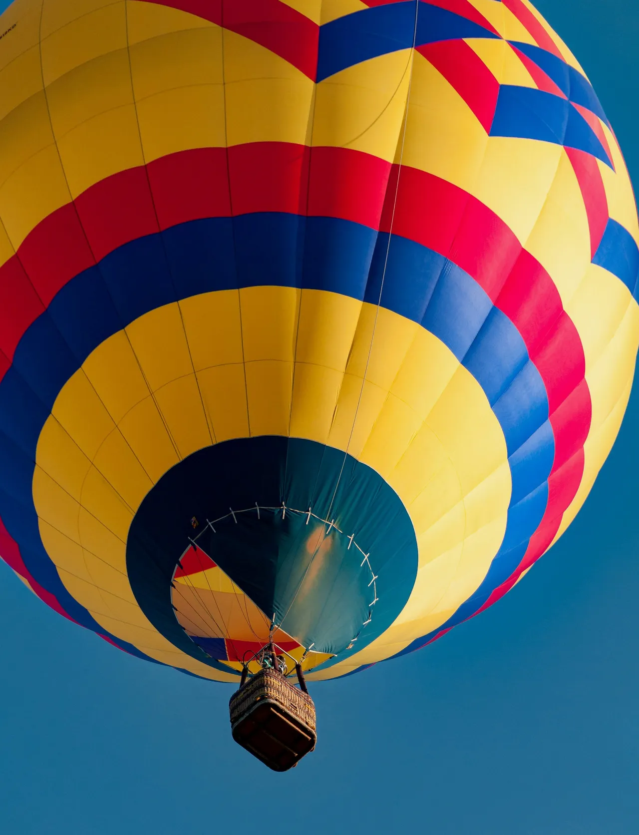 Colourful hot air balloon in air