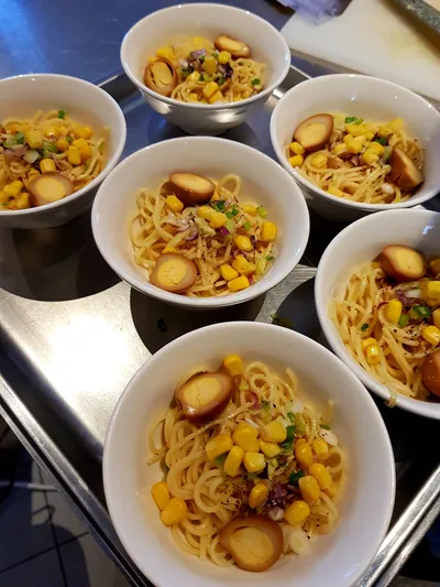 Japanese miso soup served in white bowls