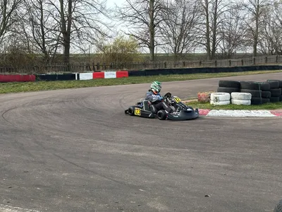 A person karting in a curve