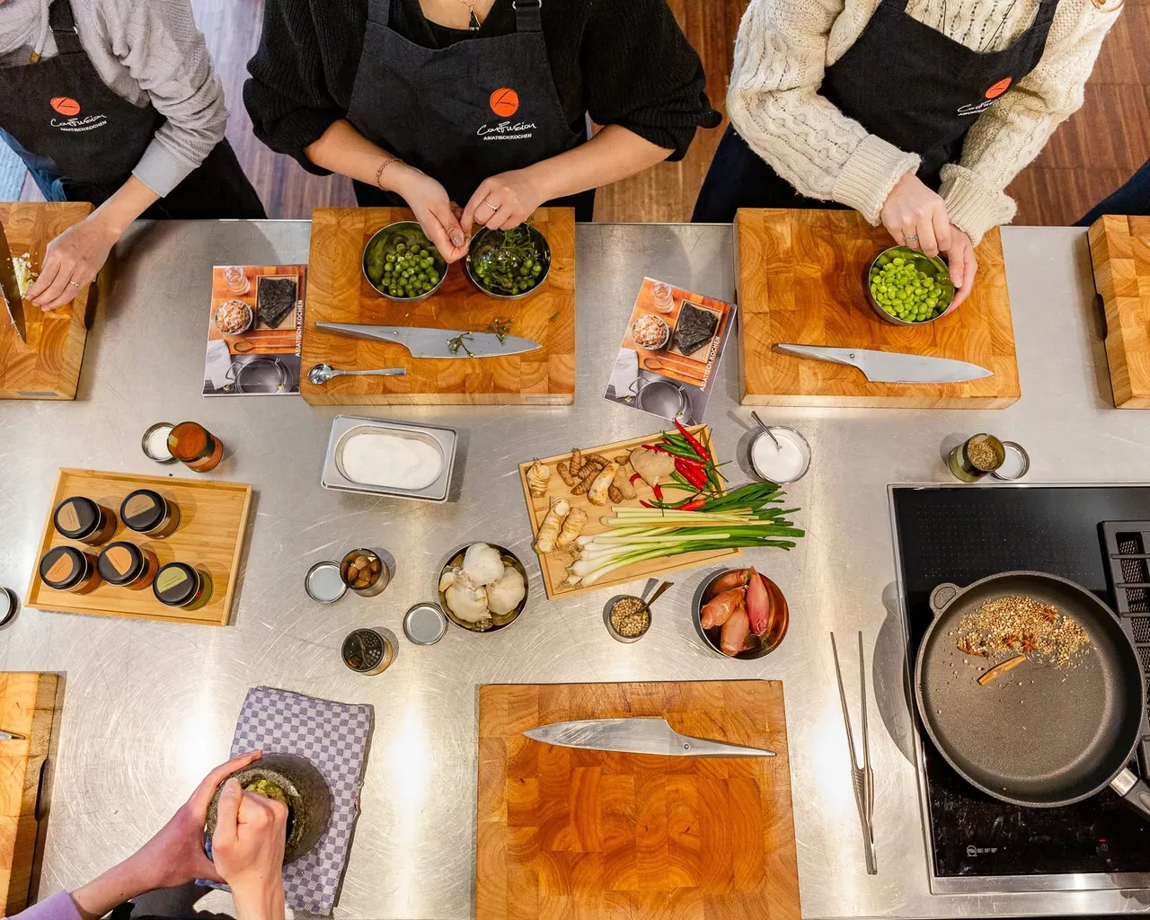 People preparing Kimchi