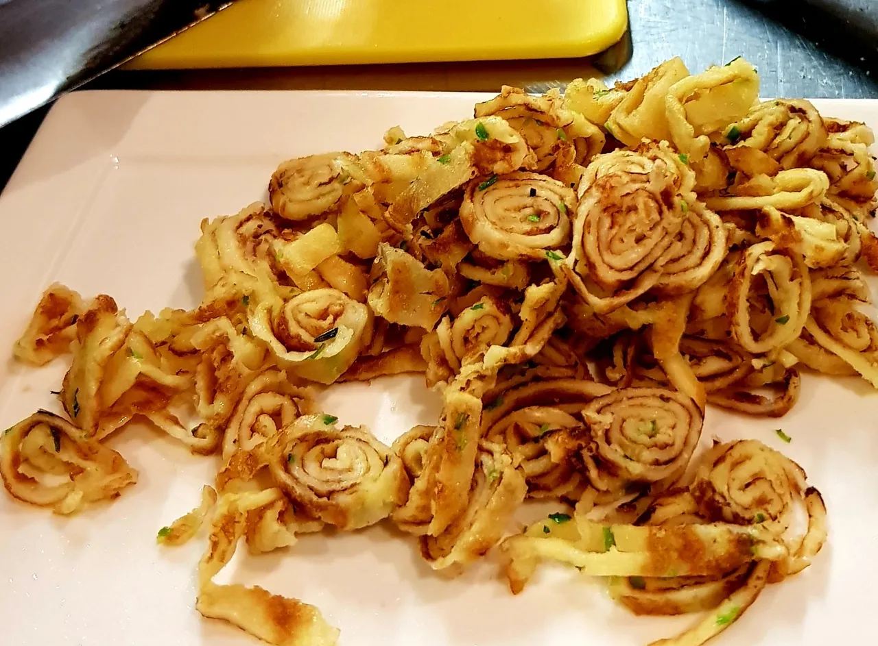 German Flädle noodle strips served on a plate