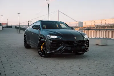 Lamborghini Urus super SUV seen from the front left at sunset