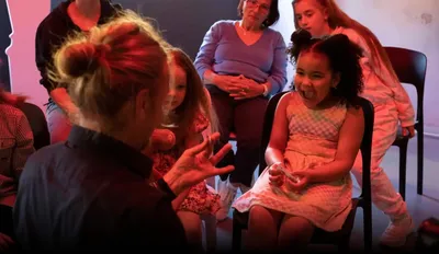 A group of excited children