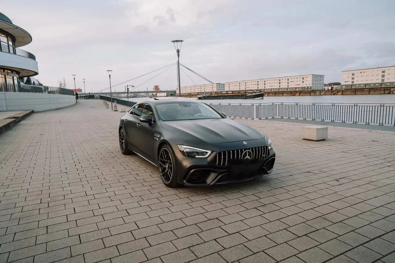 Mercedes-AMG GT 63 sports sedan seen from the front right