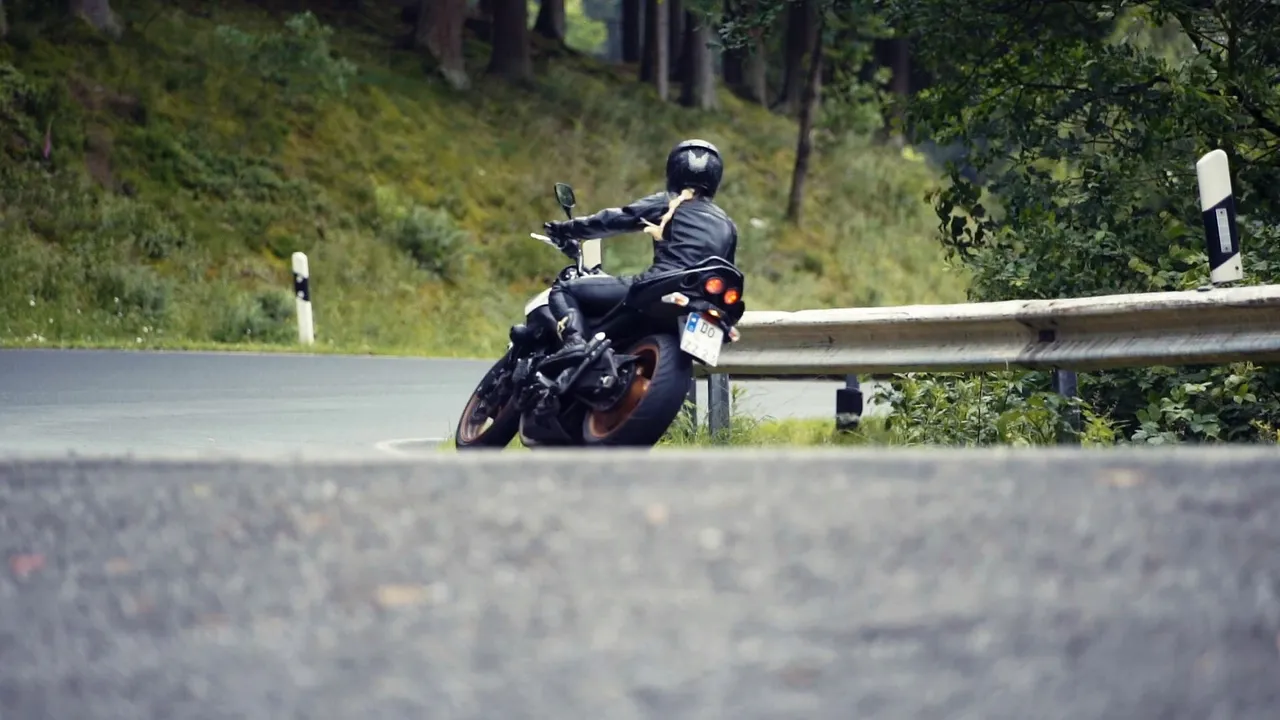 Motorbiker in a curve