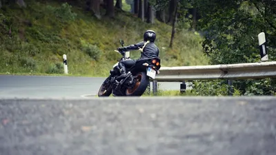 Motorbiker in a curve