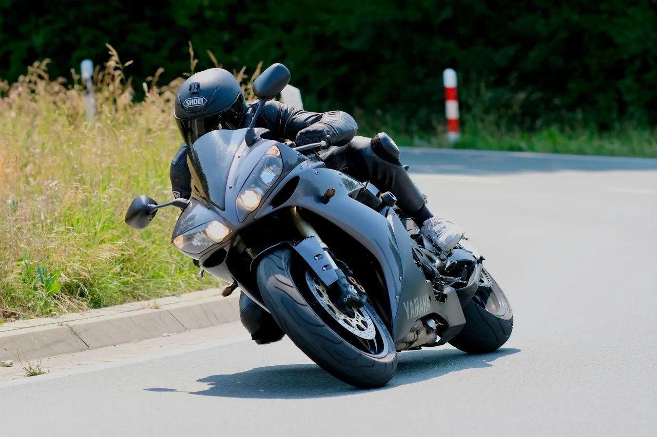 Motorbiker in a curve