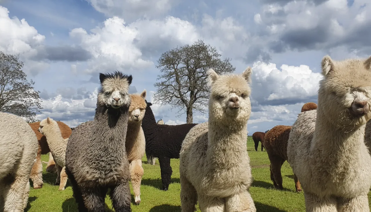 A group of alpacas in nature