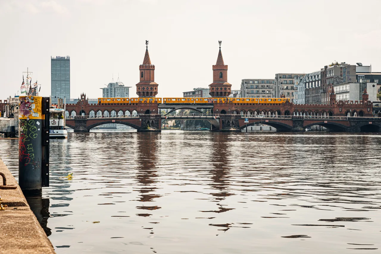 Oberbaumbruecke in Berlin with train crossing