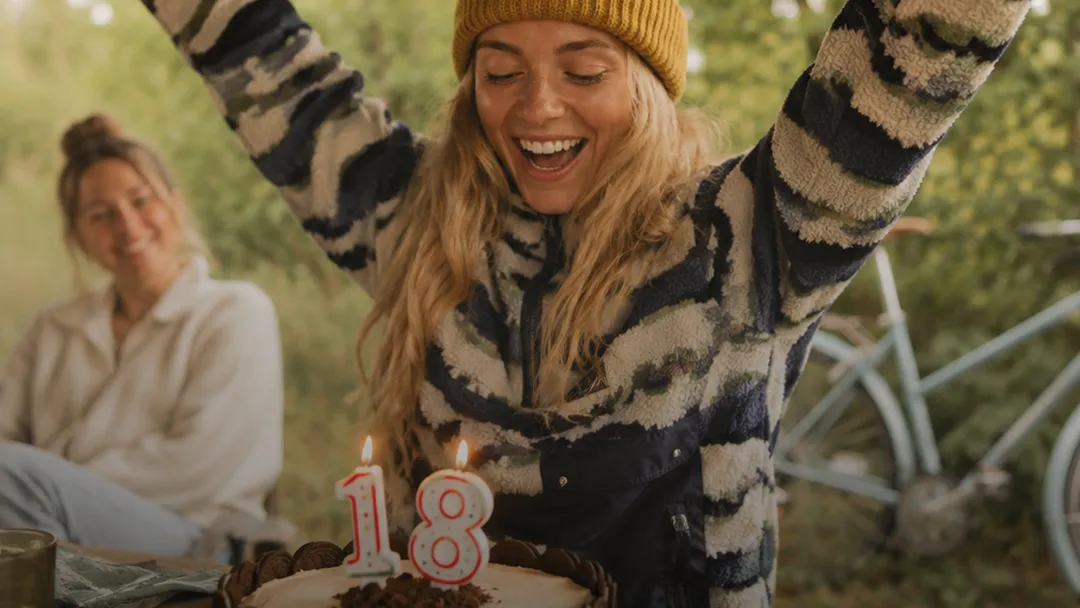 A woman celebrating her 18th birthday