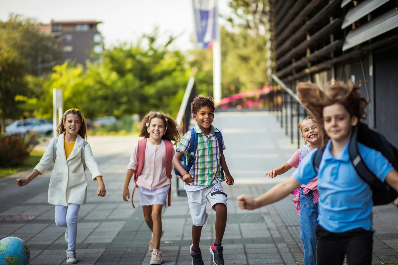 Children running around having fun