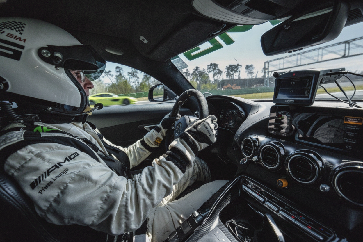 A person in a racing car