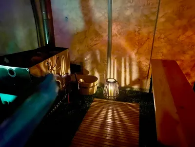 Insight view of a sauna tent