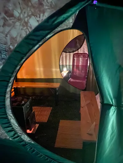Insight view of a sauna tent