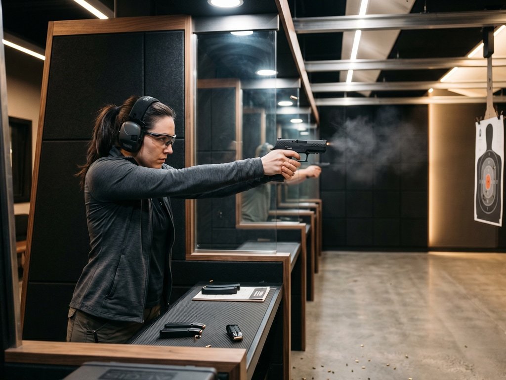 Person aiming at a shooting range