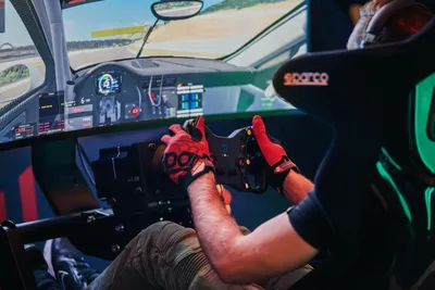 Person inside a Sim-Racing Simulator